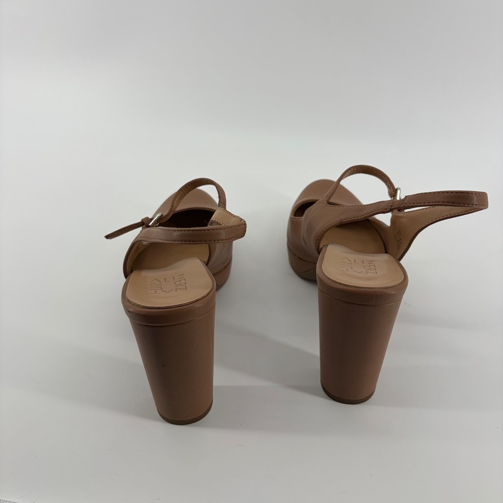 Naturalizer Womens 10M Tan Berlin Slingback Platform Block Heel Mary Jane Pumps - Picture 2 of 8
